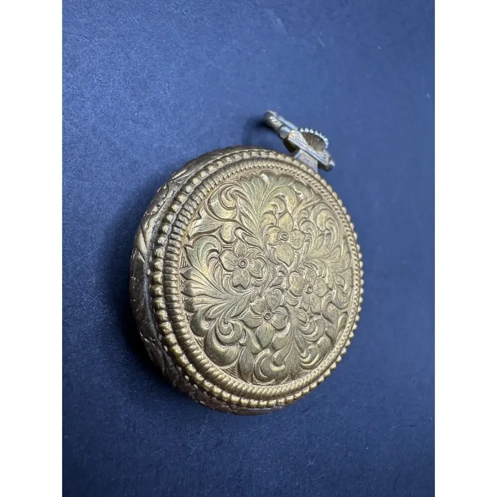 Vintage Sheffield Gold Tone Swiss Made White Dial Pendant Pocket Watch 1 Jewel
